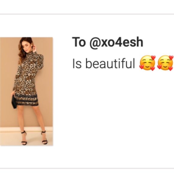 High Neck Leopard Print Lace Trim Pencil Dress - Picture 8 of 8